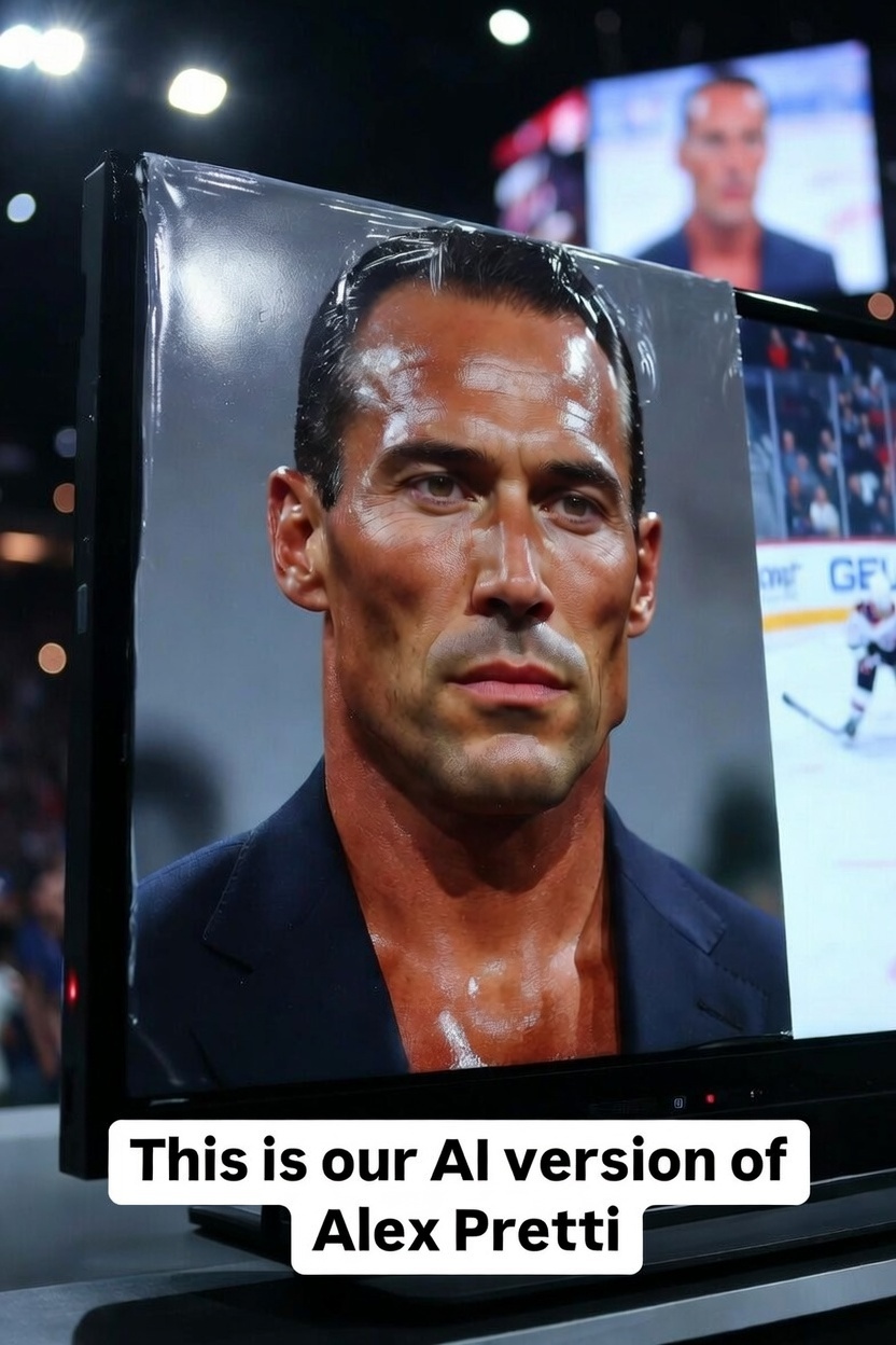 A satire picture of Alex Pretti drawn by AI, except it's a burly stoic guy with the perfect masculine facial features